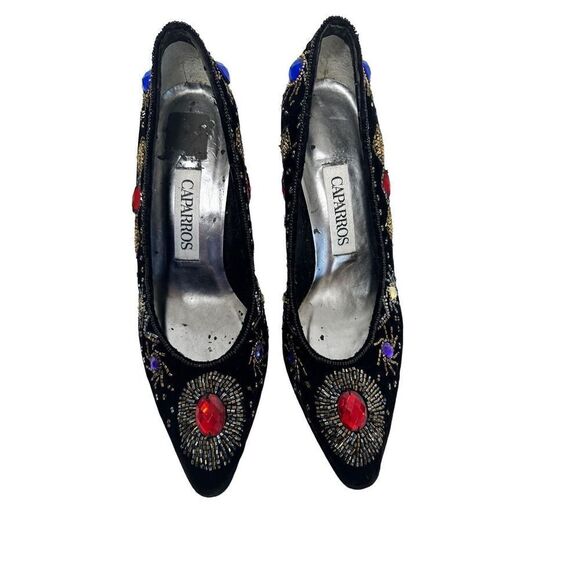 Caparros Vintage Jeweled Velvet Heels Limited Edition BNWOT - Picture 6 of 13